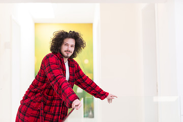 Image showing portrait of young man in bathrobe