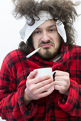 Image showing Man with flu and fever