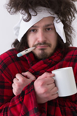 Image showing Man with flu and fever