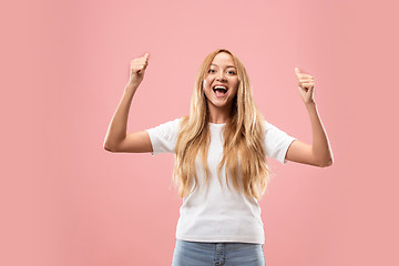 Image showing The happy business woman standing and smiling