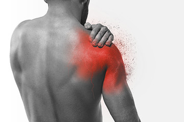 Image showing Man with pain in shoulder