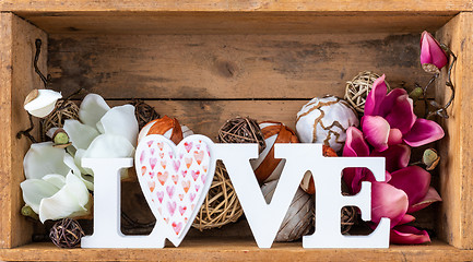 Image showing love decoration in a wooden box