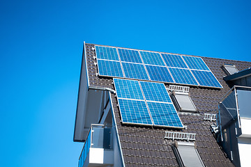 Image showing some solar panels on the roof of a private house