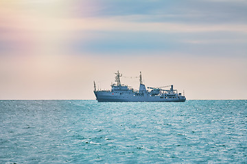 Image showing Military Ship in the Sea