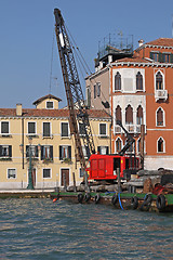 Image showing Barge Crane Venice