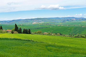 Image showing Beautiful spring landscape with hills in Tuscany