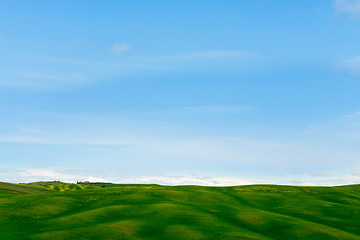 Image showing Beautiful spring minimalistic landscape with green hills in Tuscany