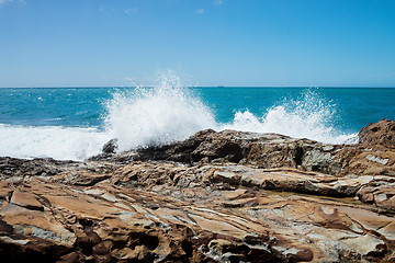 Image showing Storm on the sea. Rocky beach, Tyrrhenian sea