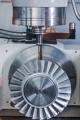 Image showing Metalworking CNC lathe milling machine. Cutting metal modern pro