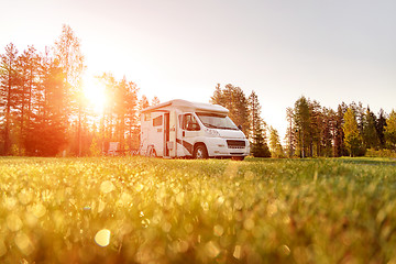 Image showing Family vacation travel RV, holiday trip in motorhome