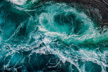 Image showing Waves of water of the river and the sea meet each other during h