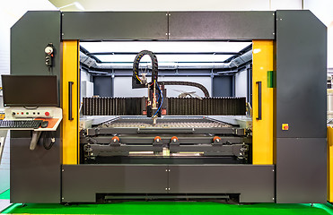 Image showing CNC Laser cutting of metal, modern industrial technology.