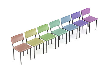 Image showing Row with colorful chairs