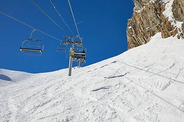 Image showing Ski lift at a ski resort, Val d\'Allos