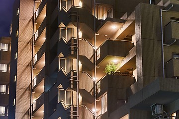 Image showing Block of flats at night