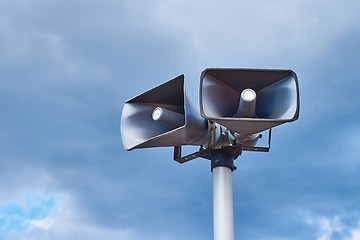 Image showing Loudspeakers on a mast