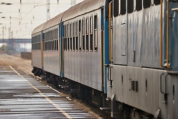 Image showing Railway station with old passanger train