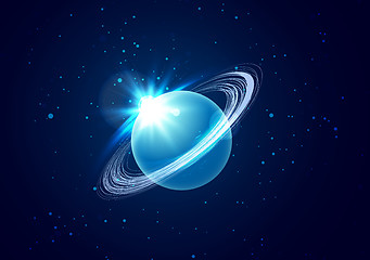 Image showing Planet Uranus in space background with star. The planet in astrology is responsible for modern technologies and innovations. Vector
