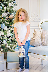 Image showing Cute girl and Christmas Tree