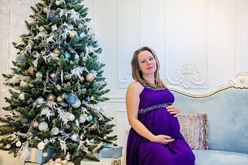 Image showing Beautiful pregnant woman sitting