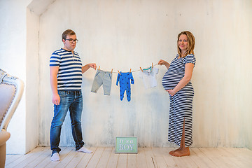 Image showing Young couple: pregnant woman and man