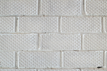 Image showing Background of white brick wall pattern texture.