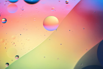 Image showing Rainbow abstract defocused background picture made with oil, water and soap