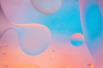 Image showing Defocused pastel colored abstract background picture made with oil, water and soap