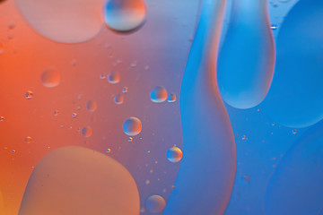 Image showing Orange and blue abstract background picture made with oil, water and soap