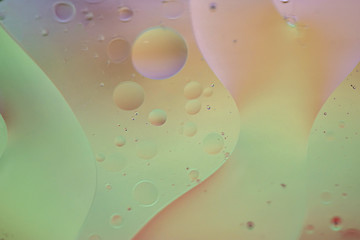 Image showing Defocused pastel colored abstract background picture made with oil, water and soap