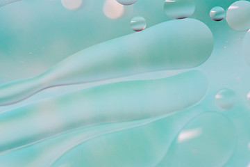 Image showing Light blue abstract background picture made with oil, water and soap