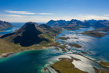 Image showing Fredvang Bridges Panorama Lofoten islands