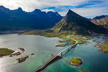 Image showing Fredvang Bridges Panorama Lofoten islands