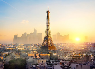 Image showing Eiffel Tower and La Defense