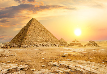 Image showing Egyptian pyramids in desert