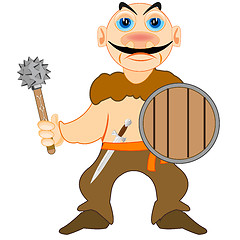 Image showing Medieval warrior barbarian on white background is insulated