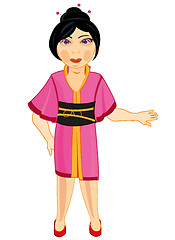 Image showing Making look younger asiatic girl in cloth kimono