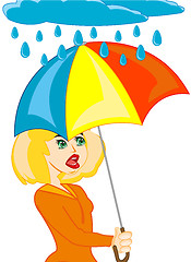 Image showing Girl with umbrella in hand under rain