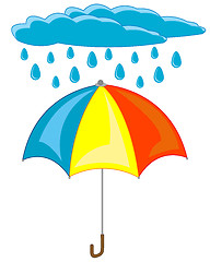 Image showing Rain and umbrella on white background is insulated