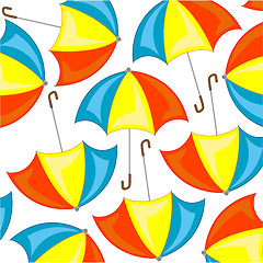 Image showing Varicoloured umbrella pattern on white background is insulated