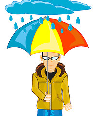 Image showing Vector illustration men with umbrella in rain