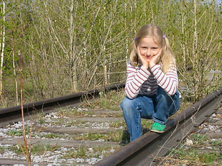 Image showing Girl on the rails