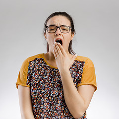 Image showing Beautiful woman yawning