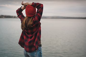 Image showing Girl on the lake