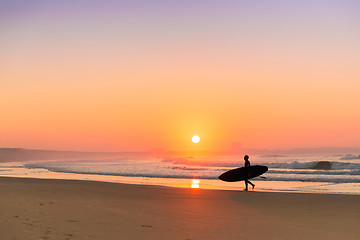 Image showing Surfer on the beach