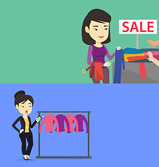 Image showing Two shopping banners with space for text.