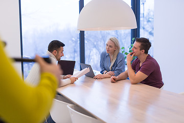 Image showing Startup Business Team At A Meeting at modern office building