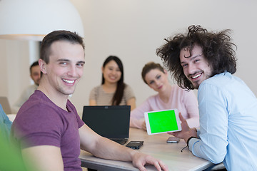 Image showing Startup Business Team At A Meeting at modern office building