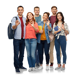 Image showing group of smiling students showing ok hand sign