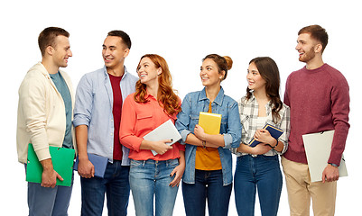 Image showing group of students talking over white background